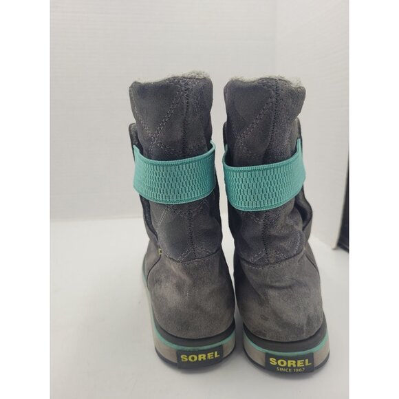 Sorel Rylee Boots Girls 4 Gray Suede Camo Camouflage Faux Fur Lined Waterproof - Picture 11 of 12